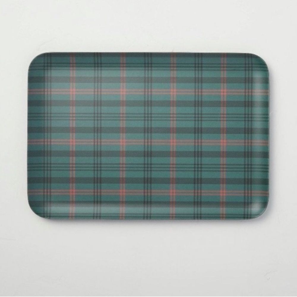 Hearth & Hand Tartan Plaid Melamine Serve Tray Dark Green/Red